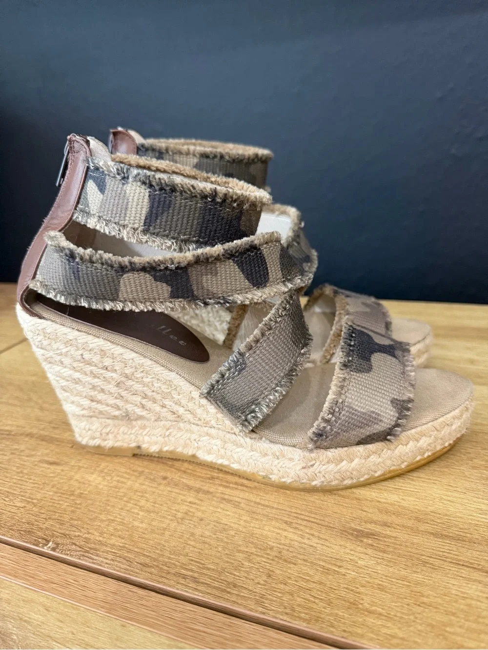 Wedge Espadrille Sandals in Camo Tan
